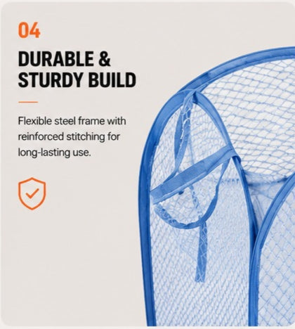 Foldable Laundry Basket with Durable Handles | Collapsible Clothes Storage Bin