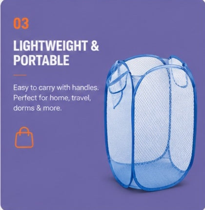 Foldable Laundry Basket with Durable Handles | Collapsible Clothes Storage Bin