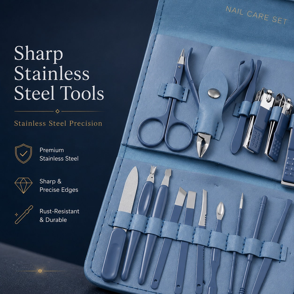 16-Piece Manicure Pedicure Kit Stainless Steel Nail Care Set