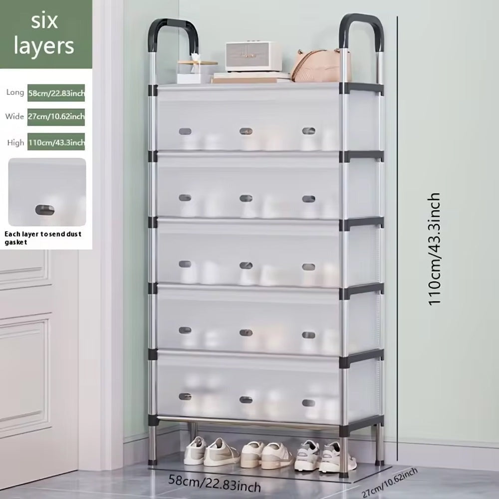 5 Layer Dustproof Shoe Rack Organizer with Cover Foldable Cabinet
