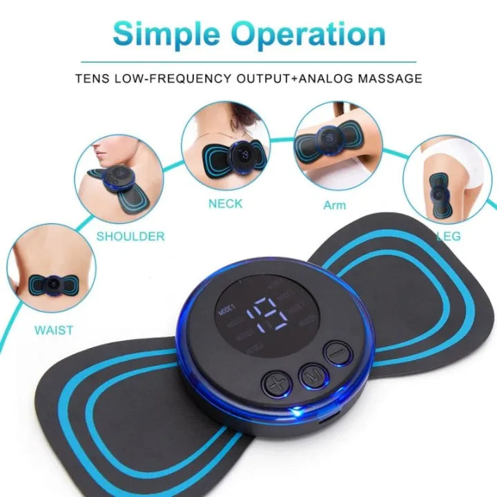 Wireless EMS Mini Body Massager Portable Butterfly Muscle Stimulator for Pain Relief