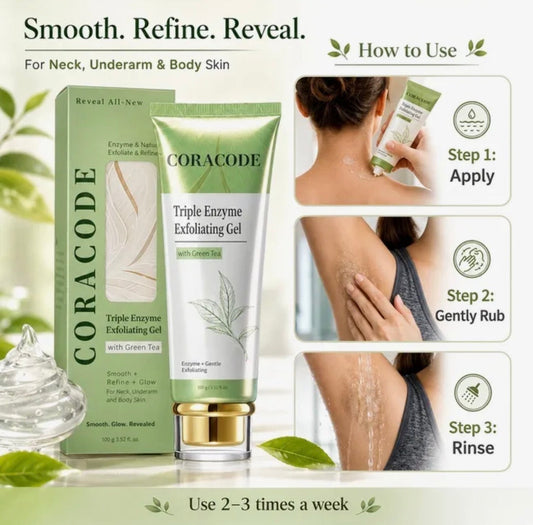 Coracode Triple Enzyme Exfoliating Gel 100g | Facial Skin Exfoliator for Smooth & Radiant-Looking Skin