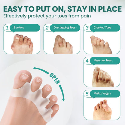 Toe Separators with Aloe Vera – 8 Pcs Foot & Toe Spacer | Soft Silicone Toe Corrector