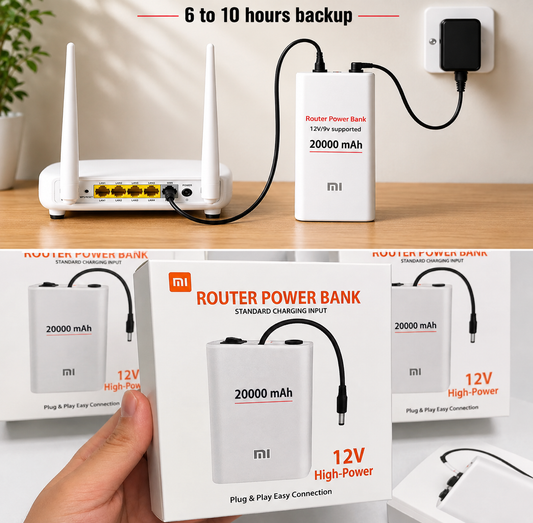20000mAh Router Power Bank | 12V/9V WiFi Router UPS Backup Battery | Mini DC Power Bank