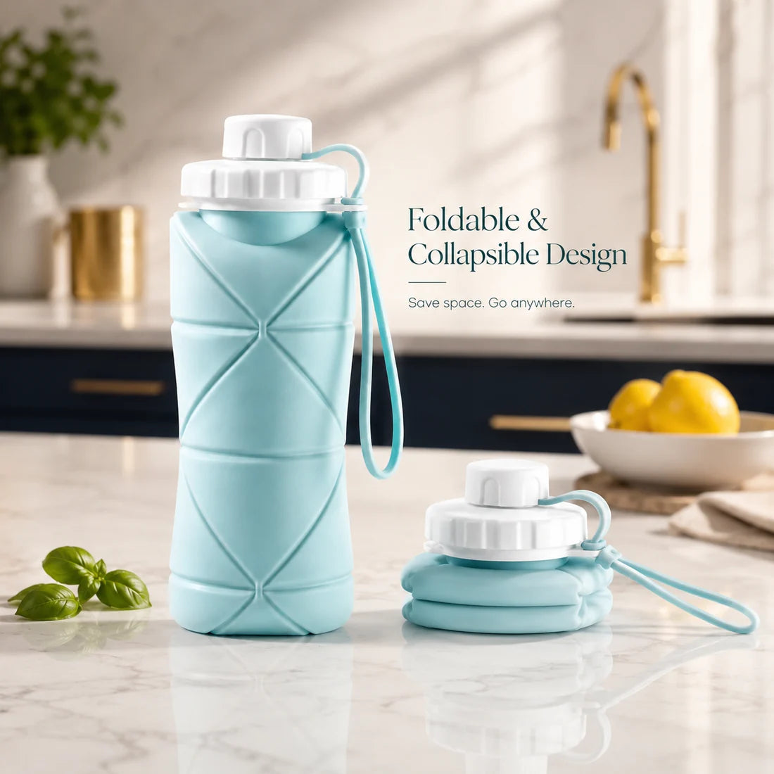 600ml Silicone Foldable Water Bottle | Portable Collapsible Travel Bottle