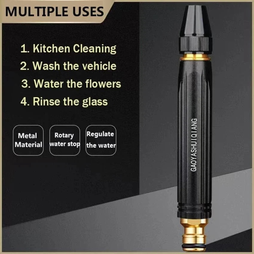 High Pressure Adjustable Water Spray Gun | Metal Garden Hose Nozzle
