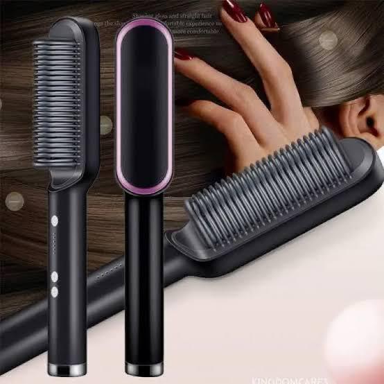 Ceramic Heated Hair Straightener Brush for Smooth & Silky Hair