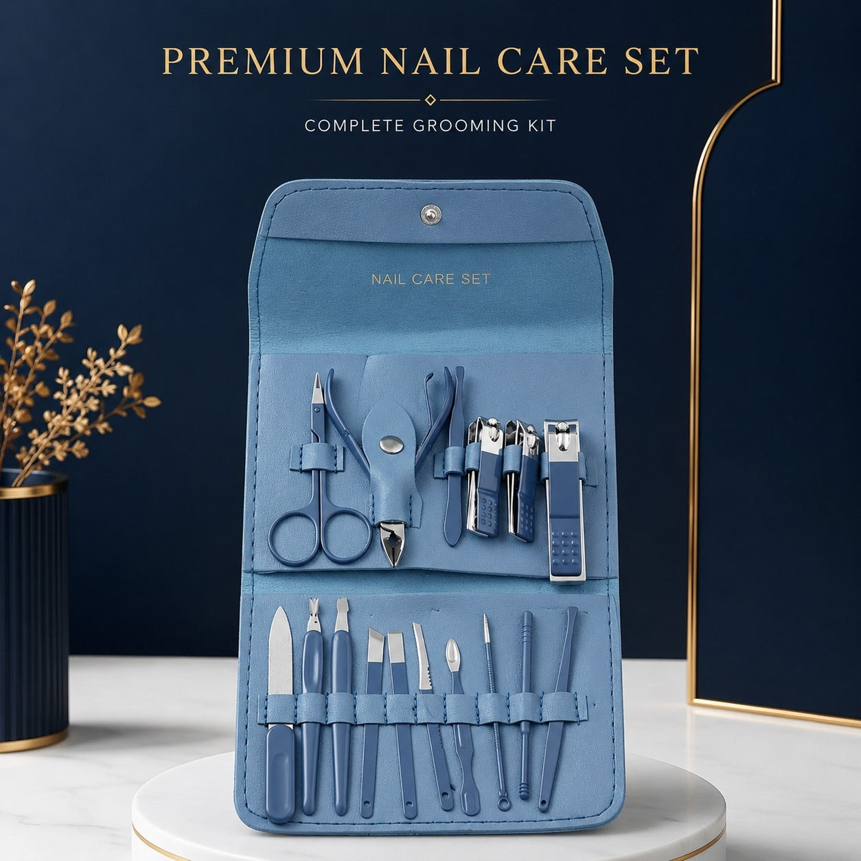 16-Piece Manicure Pedicure Kit Stainless Steel Nail Care Set