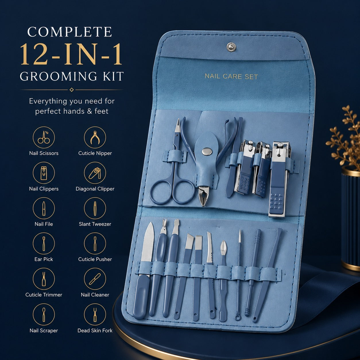 16-Piece Manicure Pedicure Kit Stainless Steel Nail Care Set