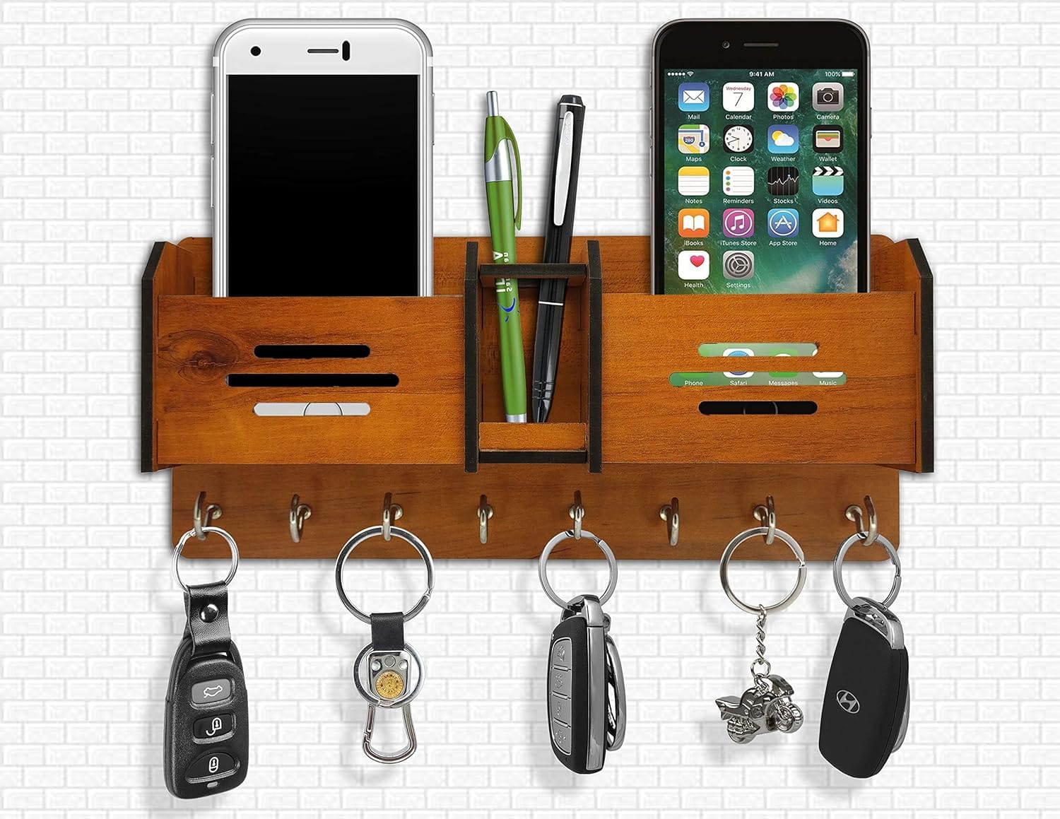 Multipurpose Wooden Key Holder Wall Organizer for Home & Office