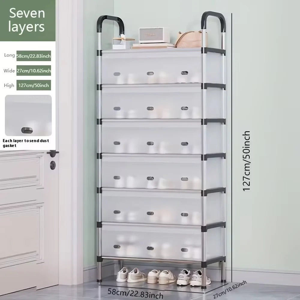 5 Layer Dustproof Shoe Rack Organizer with Cover Foldable Cabinet