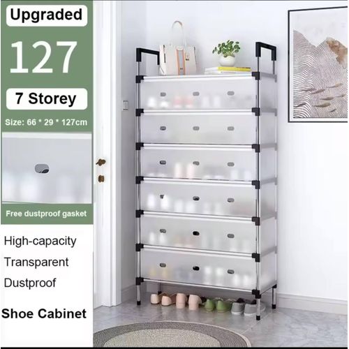 5 Layer Dustproof Shoe Rack Organizer with Cover Foldable Cabinet
