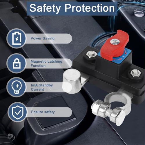 Car Battery Power Main Switch | 12V Battery Disconnect Switch with Pile Head Terminal